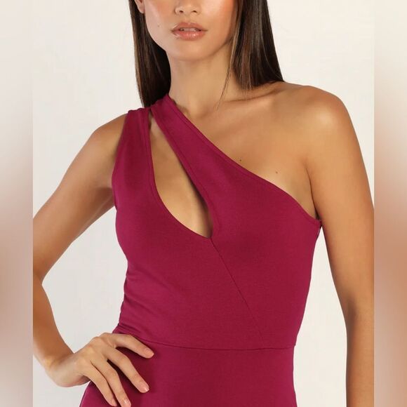 Lulus Magenta One-Shoulder Cutout Bodycon Mini Dress size small NWT - Picture 3 of 10